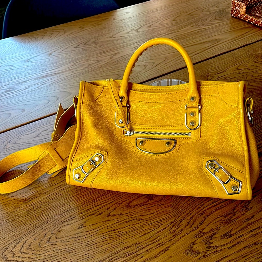 Balenciaga Agneau Small Mustard Silver Hardware